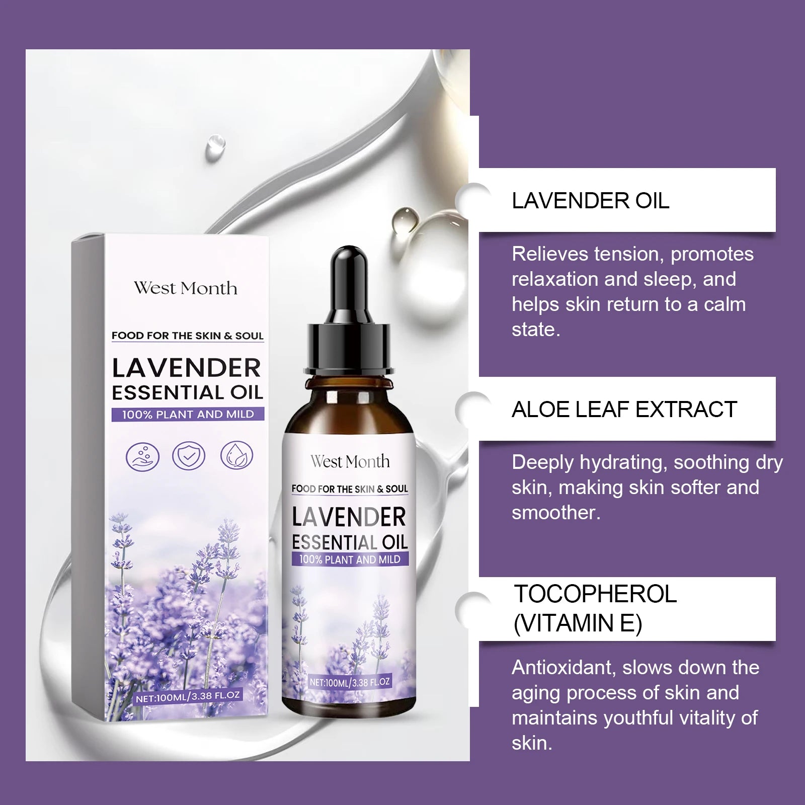 Lavender Essential Oil Moisturizes And Nourishes The Skin Relieves Anxiety Improves Sleep Quality & Is A Body Care Essential Oil