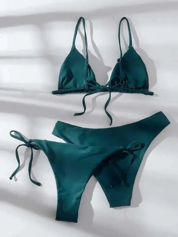Brazilian Swimsuit Women Sexy Bikini Set Push-up Padded Bra Thong Two Pieces Swimwear Beachwear Bathing Suit Femme
