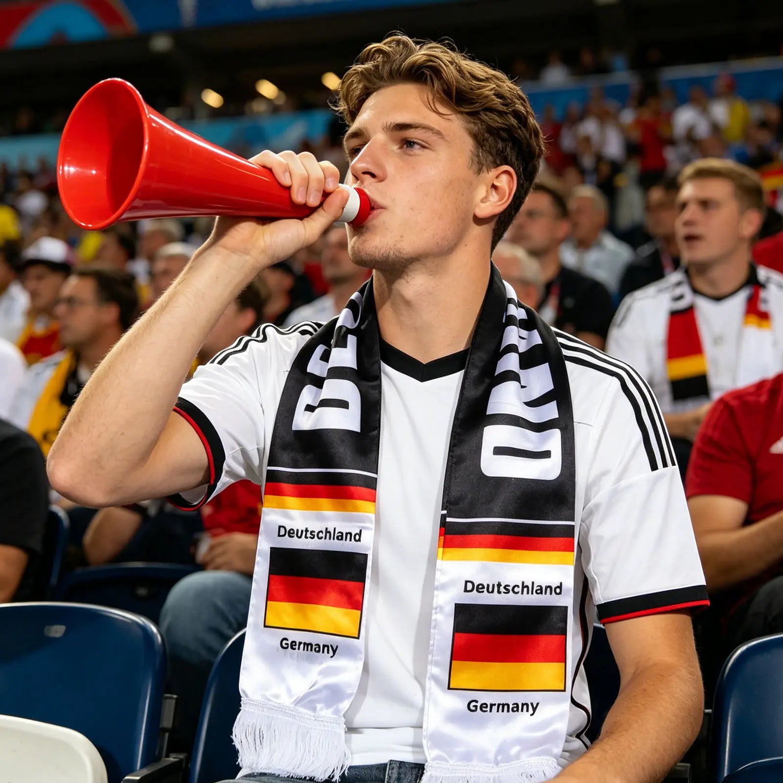 Soccer Fan Scarf Germany Flag Design Fade Resistant Soft Breathable Polyester Team Support Accessory for Football Match Game Day