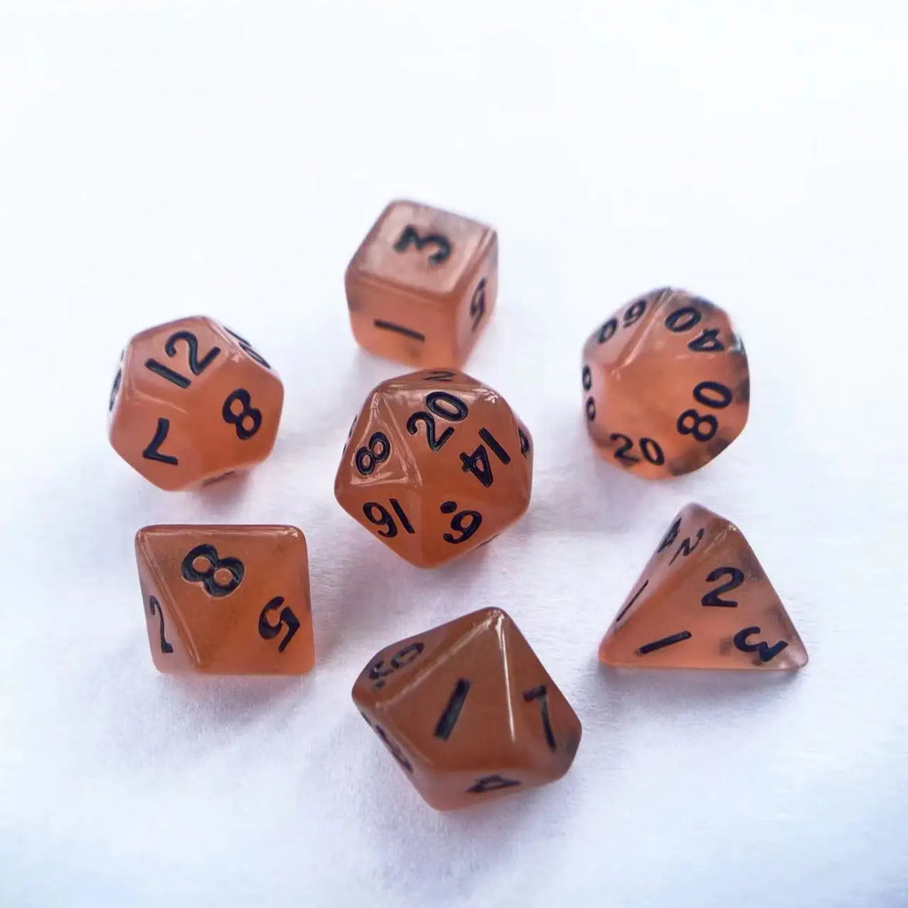 Mini DND Polyhedral Glow In The Dark Colorful Dice 7 Pcs/Set with Dice Bag For DND COC TRPG Role Playing Games