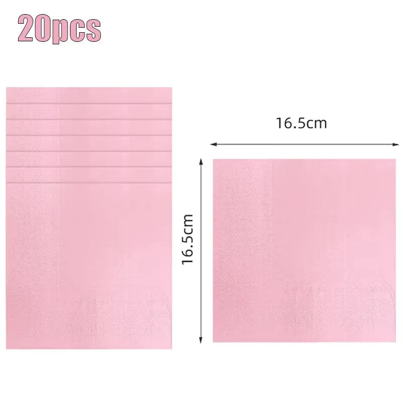 Pink Party Supplies Dinnerware Disposable Set Napkin Cup Plate Knife Fork SpoonTablecloth for Baby Shower Wedding Birthday Party
