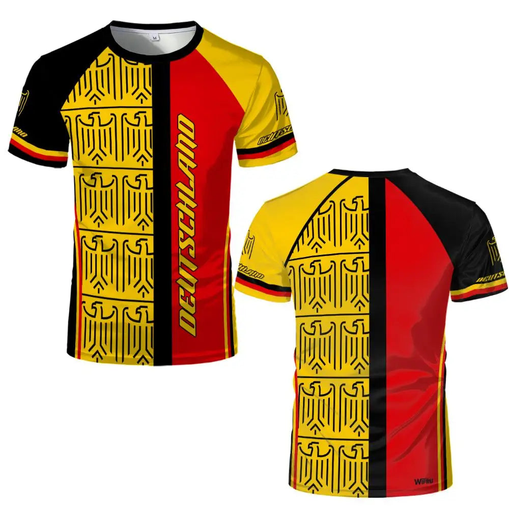 Germany National Flag Print Soccer Jersey Men Women Patriotic Sport T-Shirt  Summer Outdoor Sports Quick-Drying T-Shirt