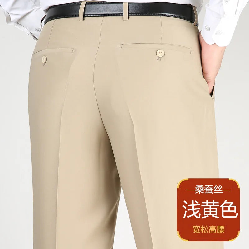 High Waist  Black Suit Pants man Formal Clothes For Men Clothing Thin Flat Khaki Dress Mens Trousers 2024 Summer 40 42