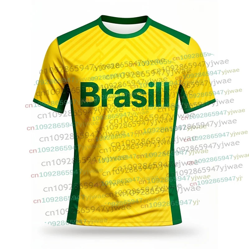 Brazilian Football Jersey Pattern T-Shirt For Men Women 3D Printed TShirts Fashion Round Neck Casual Short Sleeve Loose Tees Top