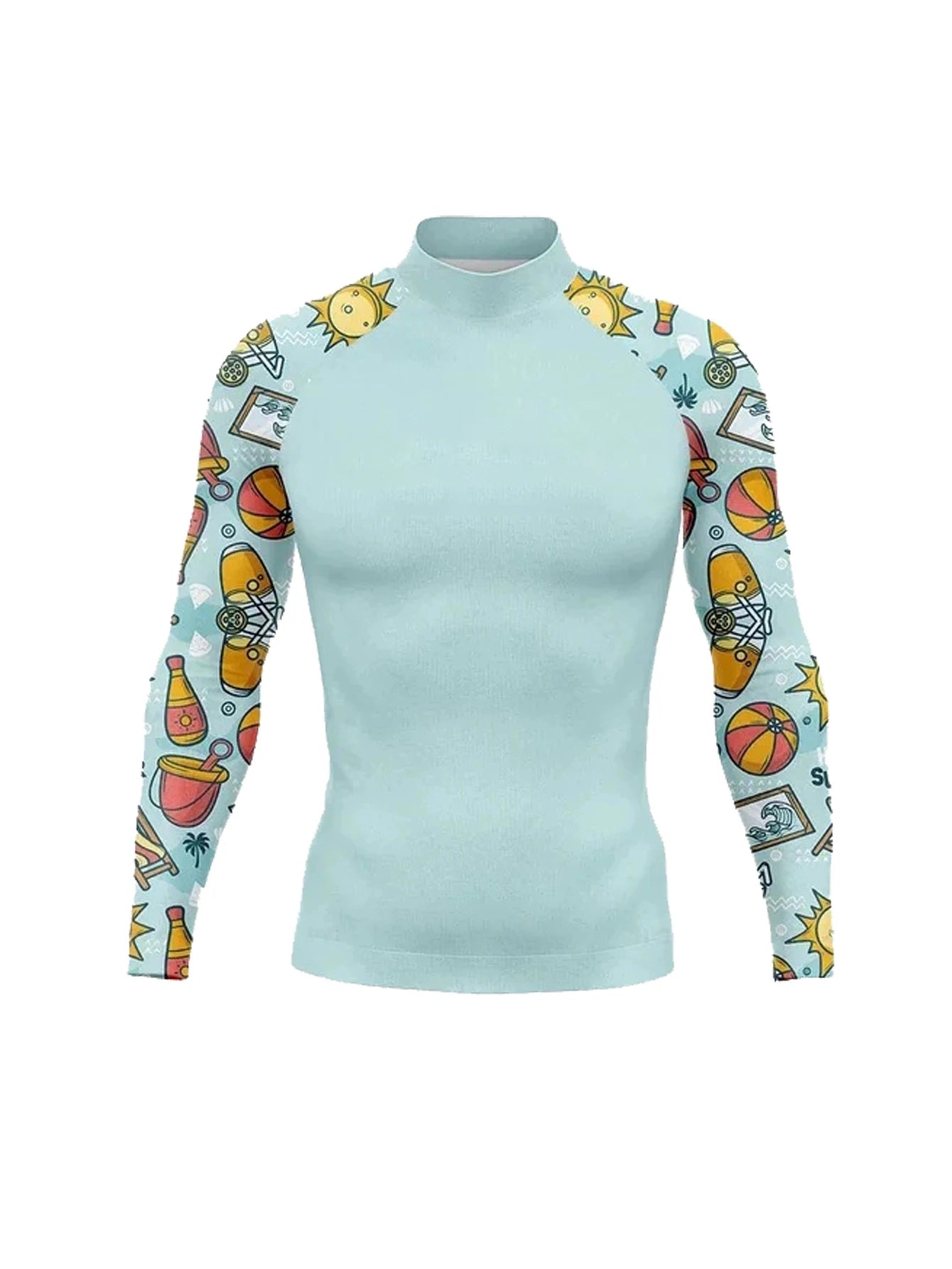 Men Surf Sunscreen Diving Suit Rash Protection t-Shirt Swimsuit Tight Long-Sleeved Swimming Floating UV Protection Diving Suit