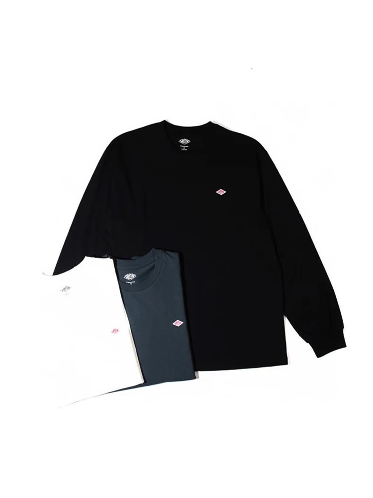 Embroidery Cotton 100% Long-sleeved Men's T Shirt 2025 New Round-collar Solid-color women T-shirt for Male Tshirt Man Tops Tees