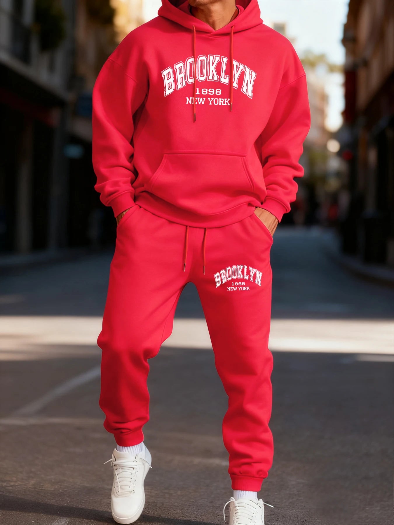 Brooklyn New York 1898 Printing Man Hoodie Set Street Couple'S Two Pices Sets Comfortable Fashion Pants Jogging Loose Streetwear