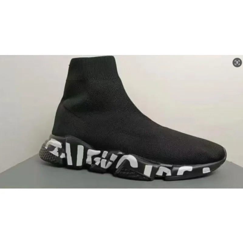 Paris High Top Knitted Boots Sporty Cushioned Dad Shoes Breathable Quick Dry Rubber Outsole Unisex Running Shoes