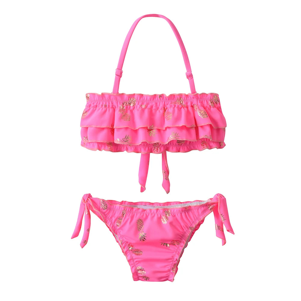 DXTON Girls Swimsuit Kids 2 pcs Suits Toddlers Pineapple Cartoon Bikini Swimwear Children Summer Bathing Suits for 4 6 8 10 Yrs