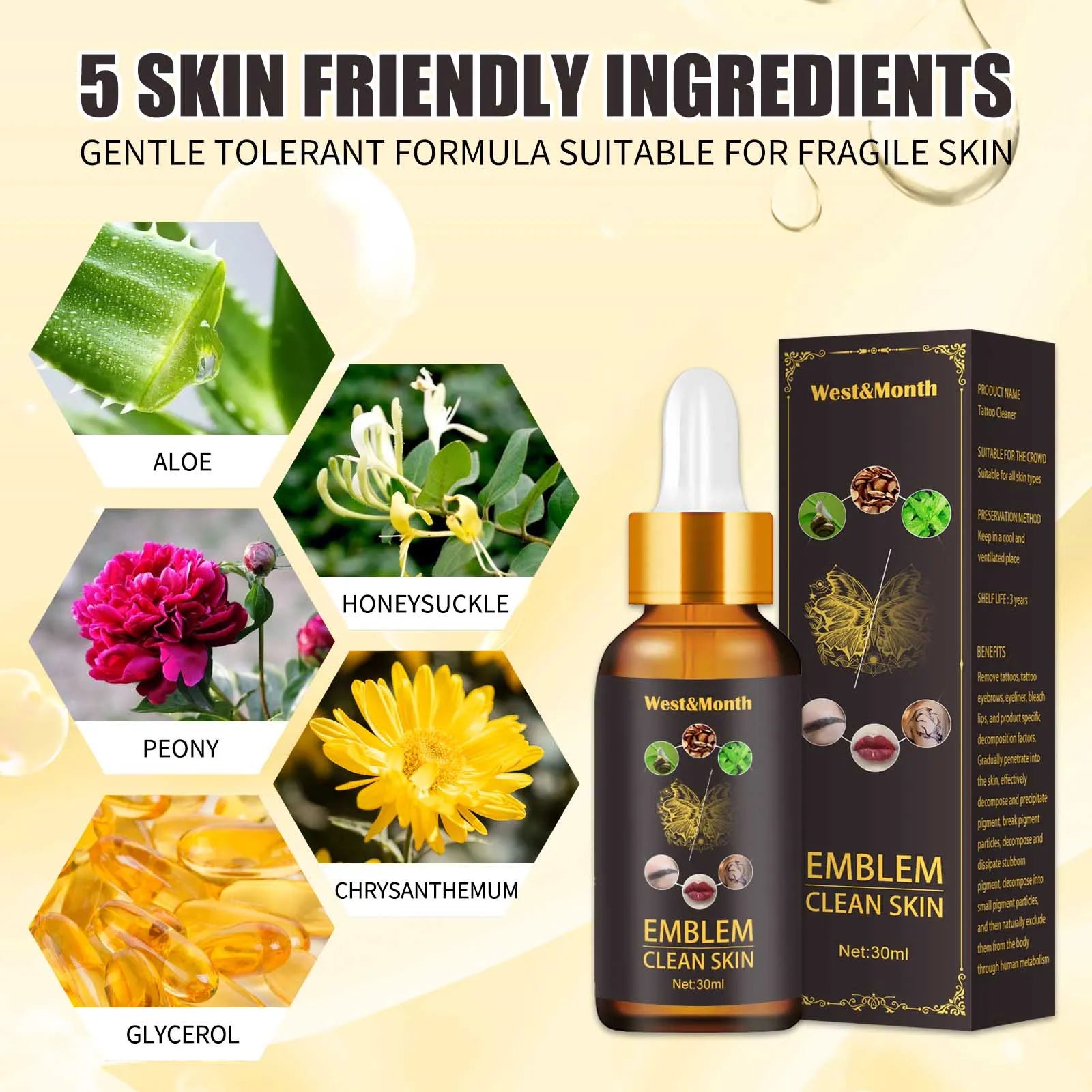 Tattoo Removal Essential Oil, Suitable for Large and Small Tattoos, Effectively Removes Permanent Tattoos