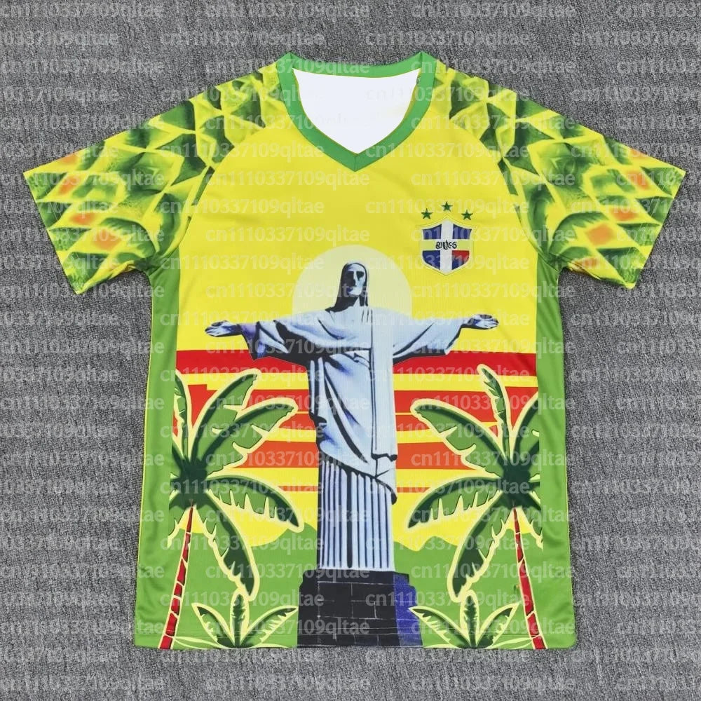 Brazil Themed T-shirt Men's Brazilian Style Jesus Graphic Sports Jersey Unisex Street Breathable Short Sleeve Tee FamilyMatching