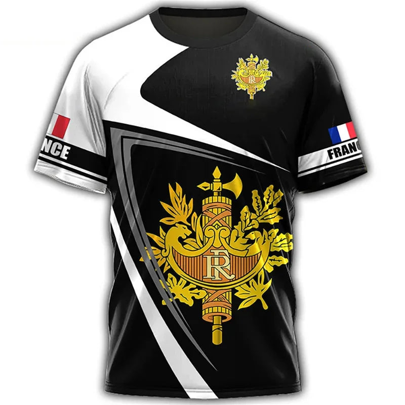 France Football French Flag Emblem Graphic T Shirt For Men Clothing Forest Camouflage T-shirt Short Sleeve Tops Tee Shirts
