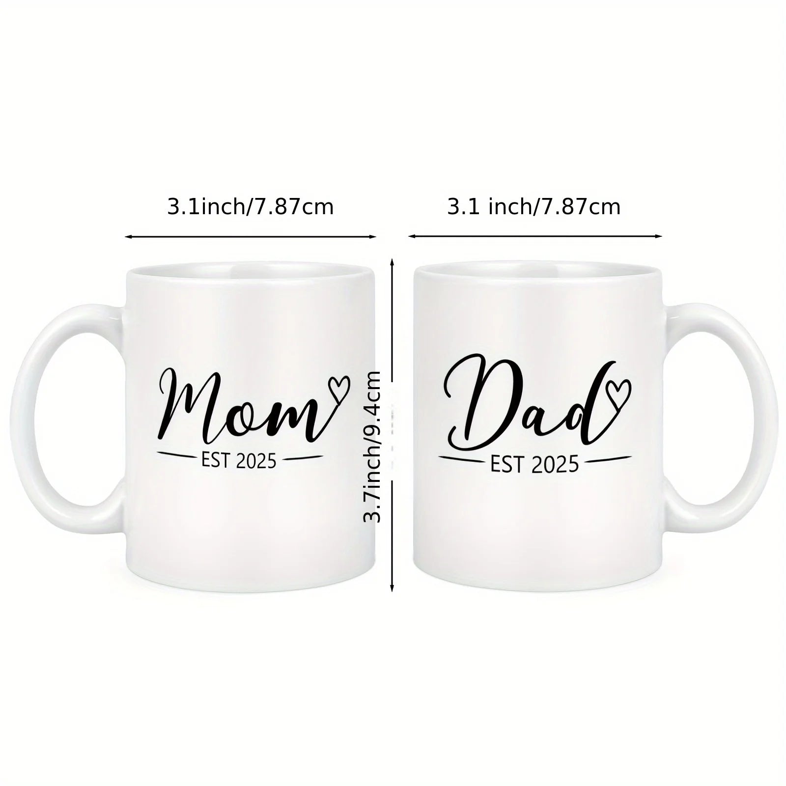 2pcs 11OZ Porcelain Coffee Mug With Handle, New Mom Dad Gifts, New Parents Gifts For Couples, Pregnancy Announcement Gifts For E