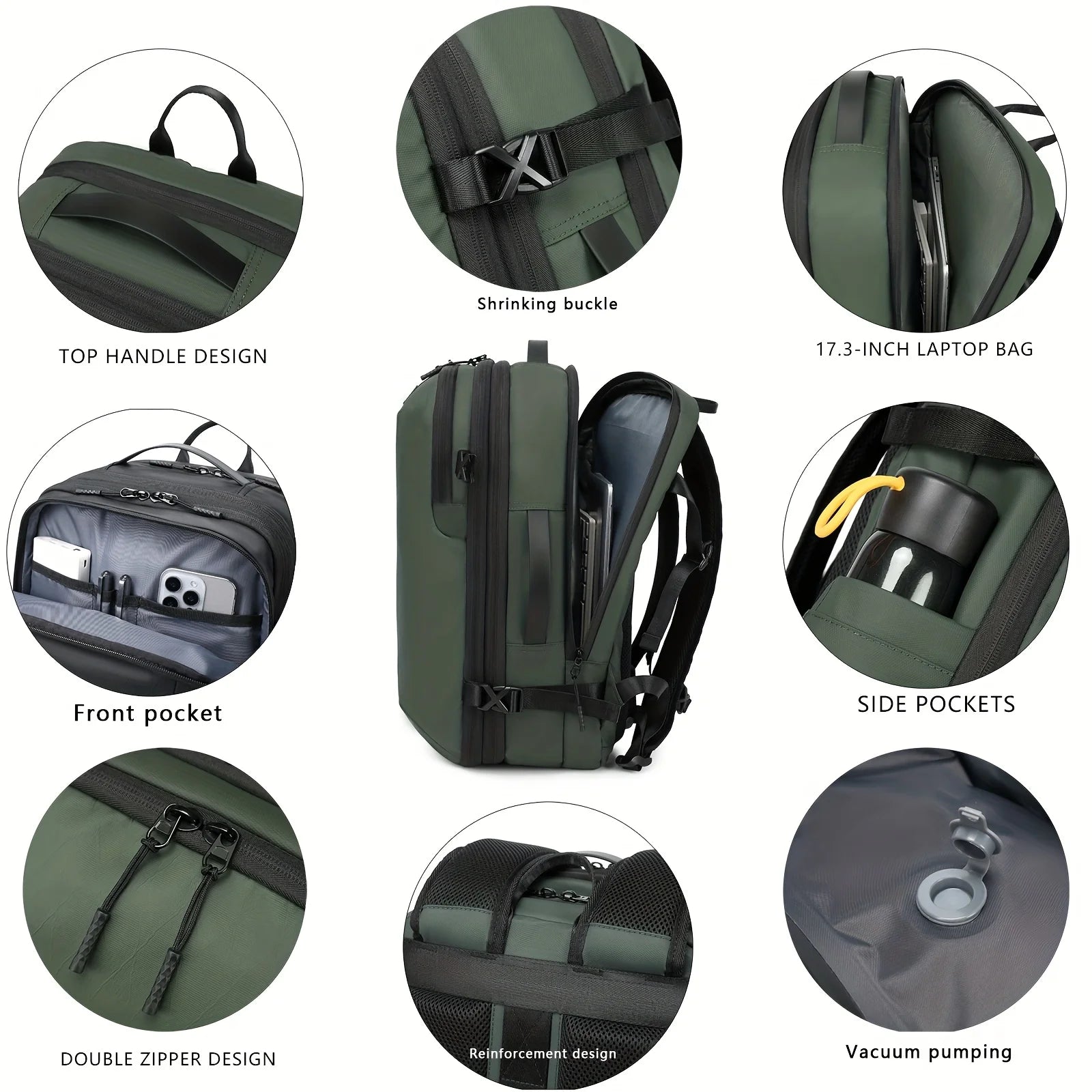 New vacuum compression large capacity expansion backpack, travel backpack, waterproof backpack computer bag