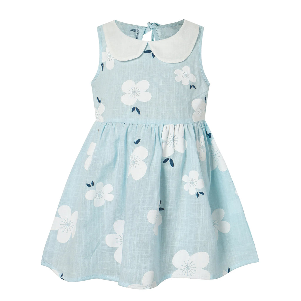 2026 Summer Baby Girls Korean Version Style Sleeveless Peter Pan Collar Sundress Children Cotton Linen Princess Dress 0-6Years