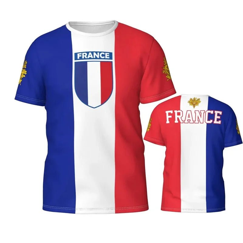 France Football Jersey T-shirt Men Women French Flag Emblem 3D Print Sport T Shirts Summer Fashion Street Trend Short Sleeve Top