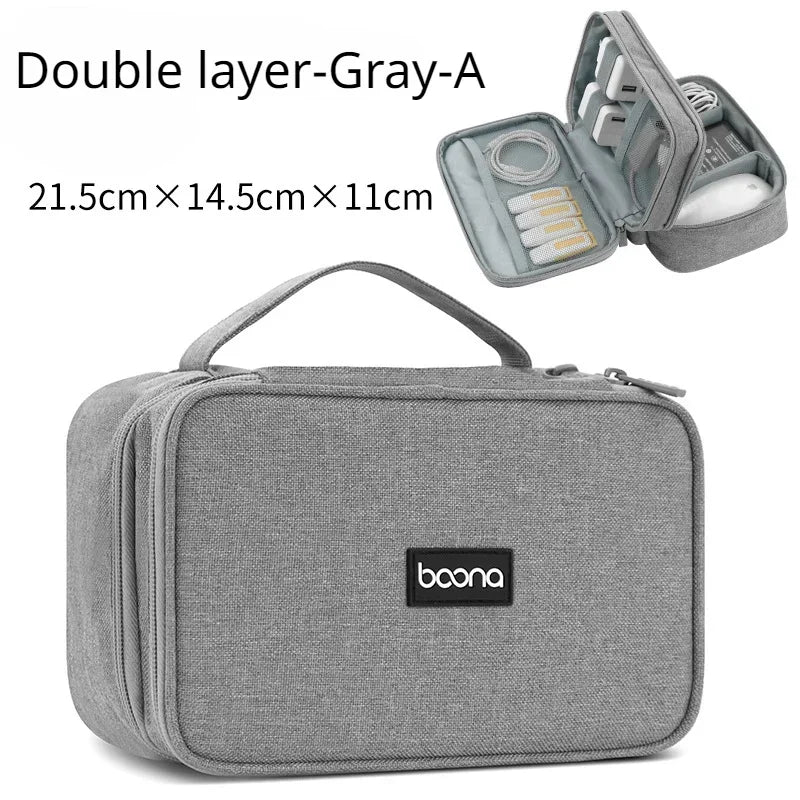 Large Capacity Travel USB Gadget Cable Bag Headphone Storage Box Data Cable Storage Bag Hard Disk Charger Power Bank Organizer