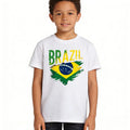 Distressed Brazil Flag Graphic TShirt Brazilian Soccer Lover Children Casual Daily Life Shirt Kids Boy Girl Cotton Short Sleeve