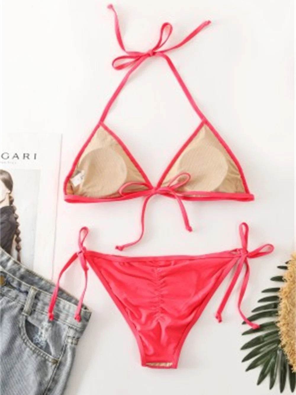 Black Sexy Micro Bikini Triangle Swimsuit Punk Swimwear Halter String Women Trend Two Piece Beach Thong Bathing Suit Bikinis Set