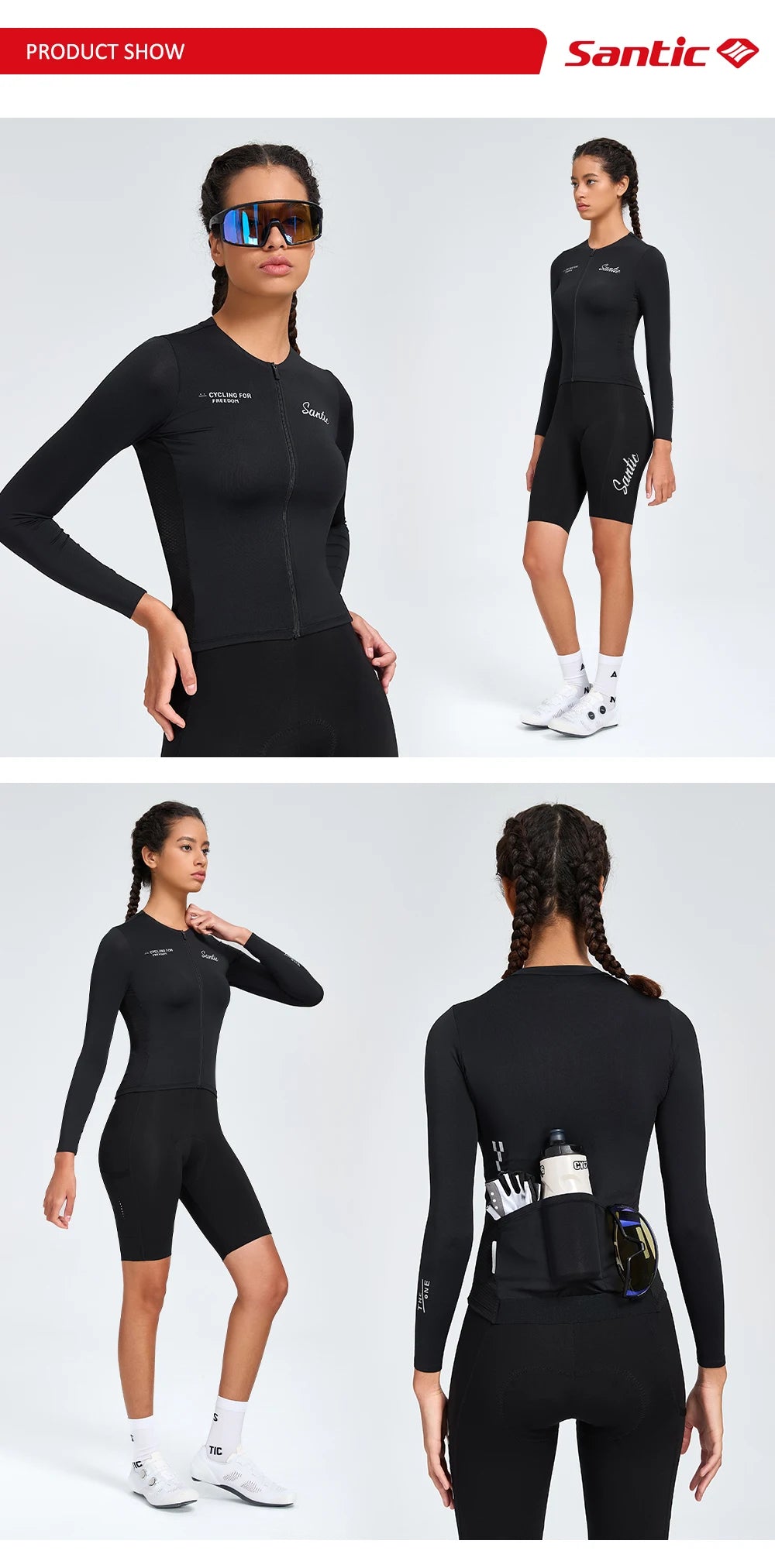 Santic Women's Summer New Cycling Jerseys  Long Sleeve Breathable Quick Dry Summer Comfortable Cycling Jerseys  KL25C01181