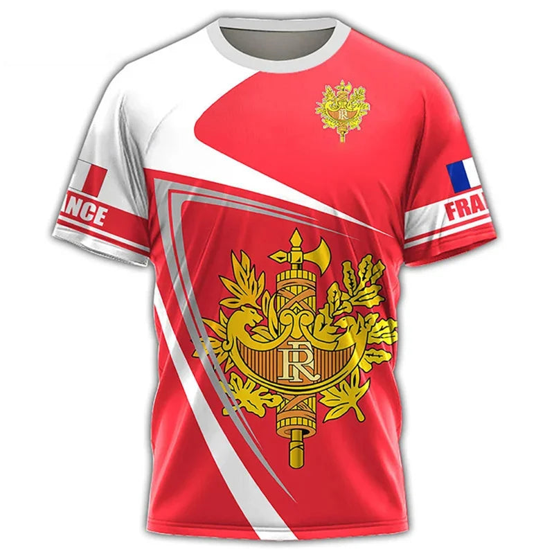 France Football French Flag Emblem Graphic T Shirt For Men Clothing Forest Camouflage T-shirt Short Sleeve Tops Tee Shirts