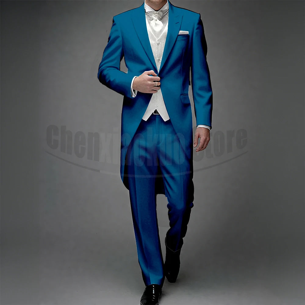 3 Piece Man Tailcoat for Formal Wedding Groomsmen Tuxedos 2025 Classic Peak Lapel One Button Solid Male Suit (Jacket+Pants+Vest)