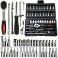 Hi you: 46 piece car repair tool kit: ratchet torque wrench, wrench, screwdriver, socket set combination - perfect for bicycle a