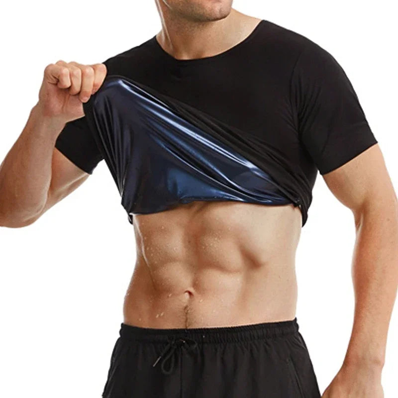 Sauna Sweat Shirt for Men Short Sleeves Body Shaper Gym Exercise Fitness Top Shapewear Sauna Sweat T-Shirt Waist Slimming Tops
