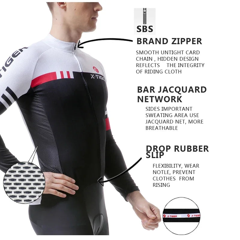 X-TIGER Cycling Jersey Men Long Sleeve MTB Bicycle Cycling Clothing Mountain Bike Sportswear Breathable MTB Shirts Basic Series