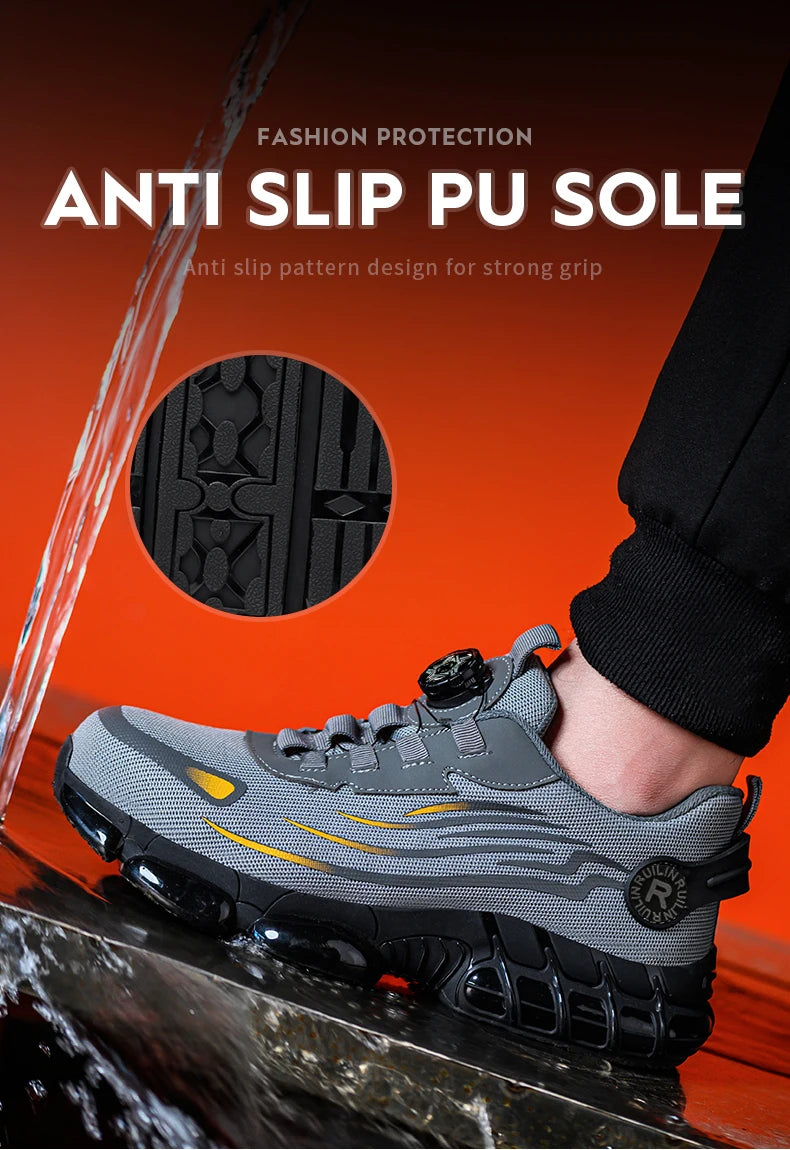 Indestructible Steel Toe Protective Safety Shoes Slip Resistant Abrasion Resistant Work Shoes Men Tough Comfortable Sneaker ﻿