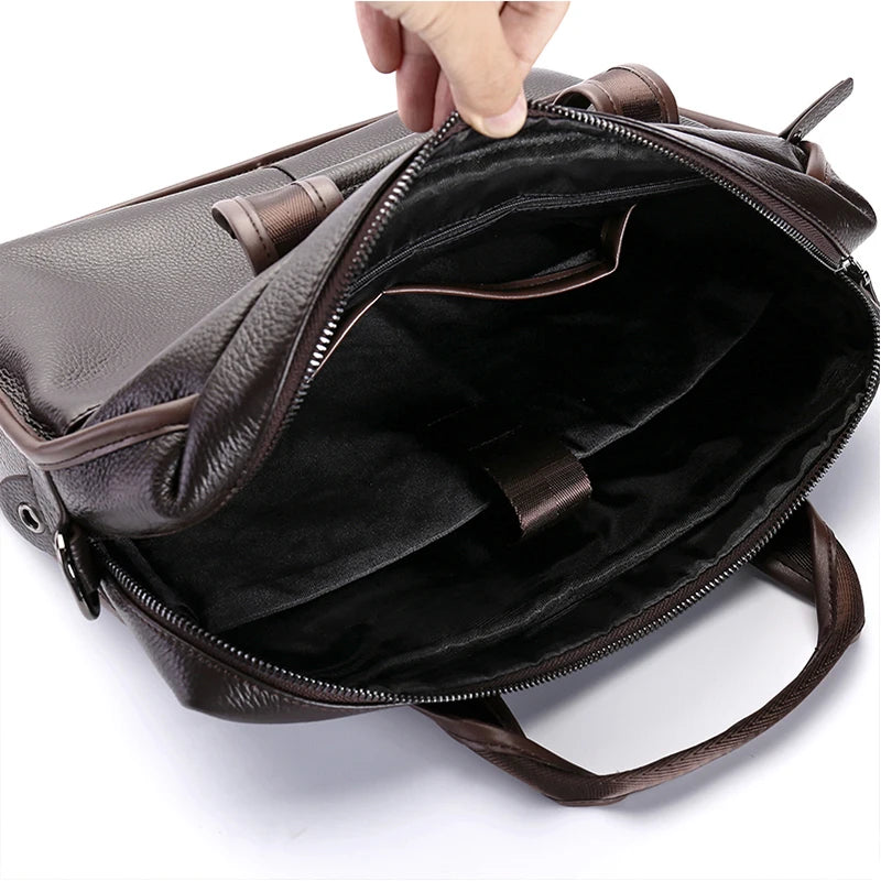 Brand Man Bag Genuine Leather Briefcase Men Business Handbag Messenger Bags Male Vintage Men's Shoulder Bag Large Capacity