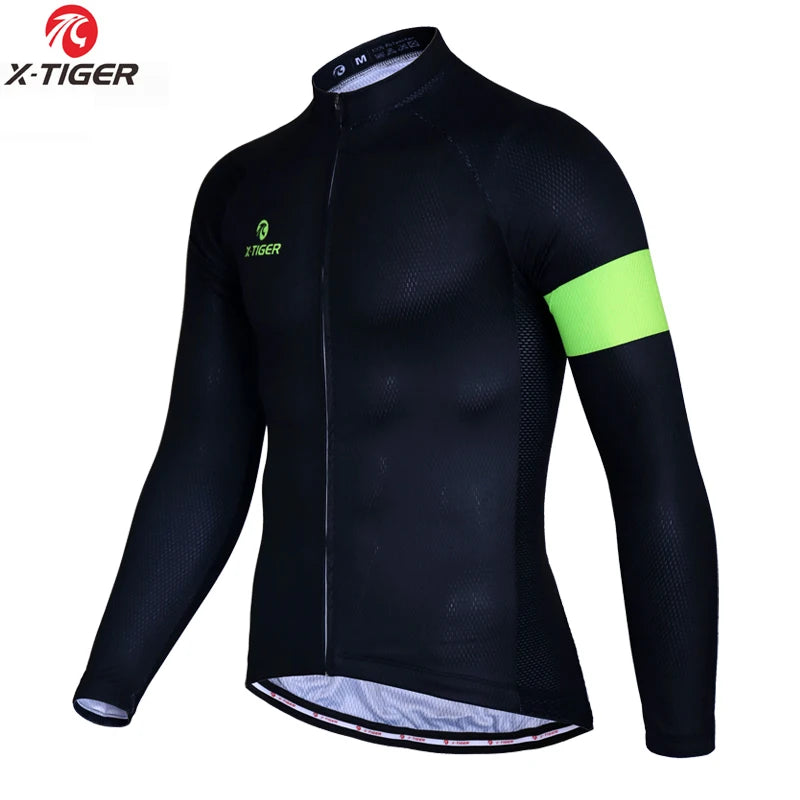 X-TIGER Cycling Jersey Men Long Sleeve MTB Bicycle Cycling Clothing Mountain Bike Sportswear Breathable MTB Shirts Basic Series