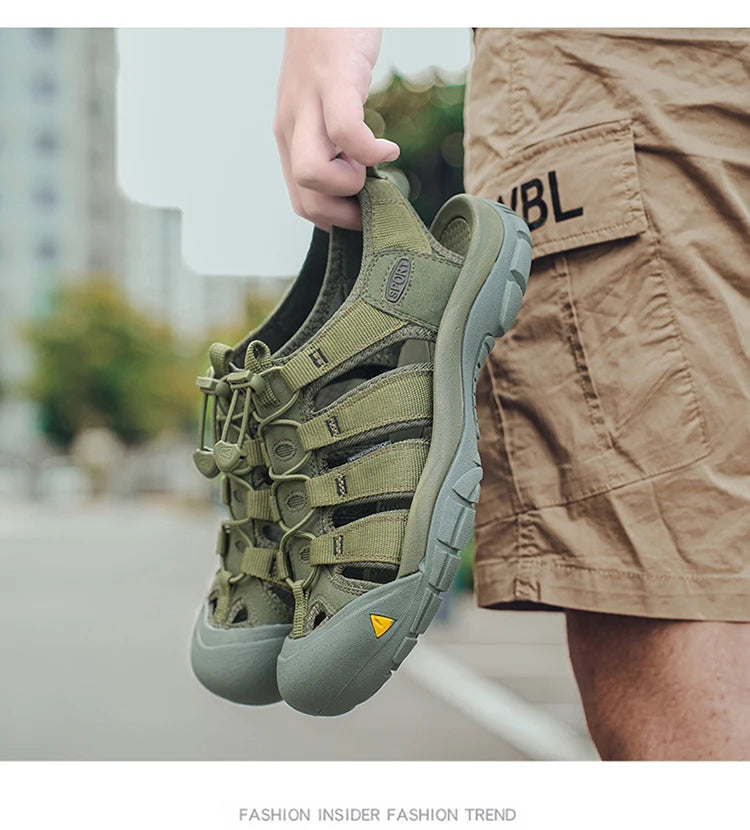 Fashion Men's Casual Mesh Outdoor Beach Sandals Light Breathable Shoe for Men Anti-slip Waterproof Sandal Man Comfortable Shoes