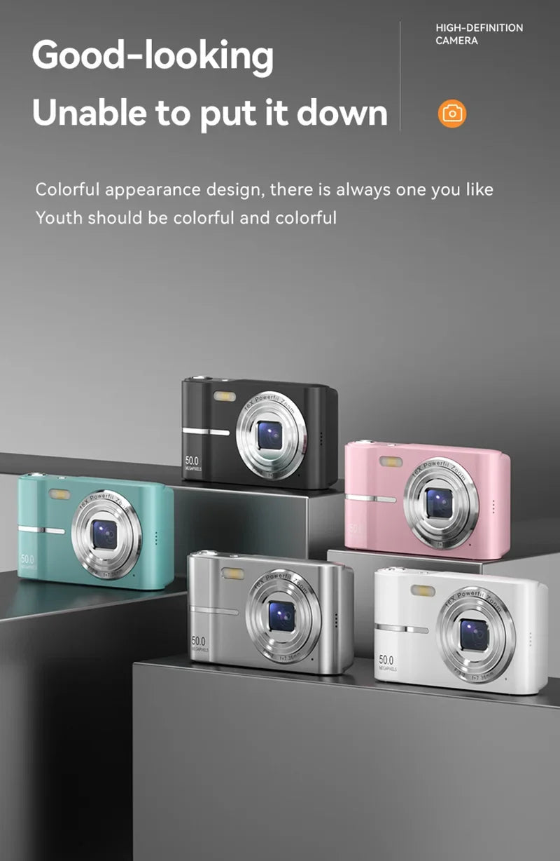 4K Digital Camera 50MP 16X Student Camera Outdoor Anti-Shake Digital Video Camera Flash Video Recorder Small Video Camera