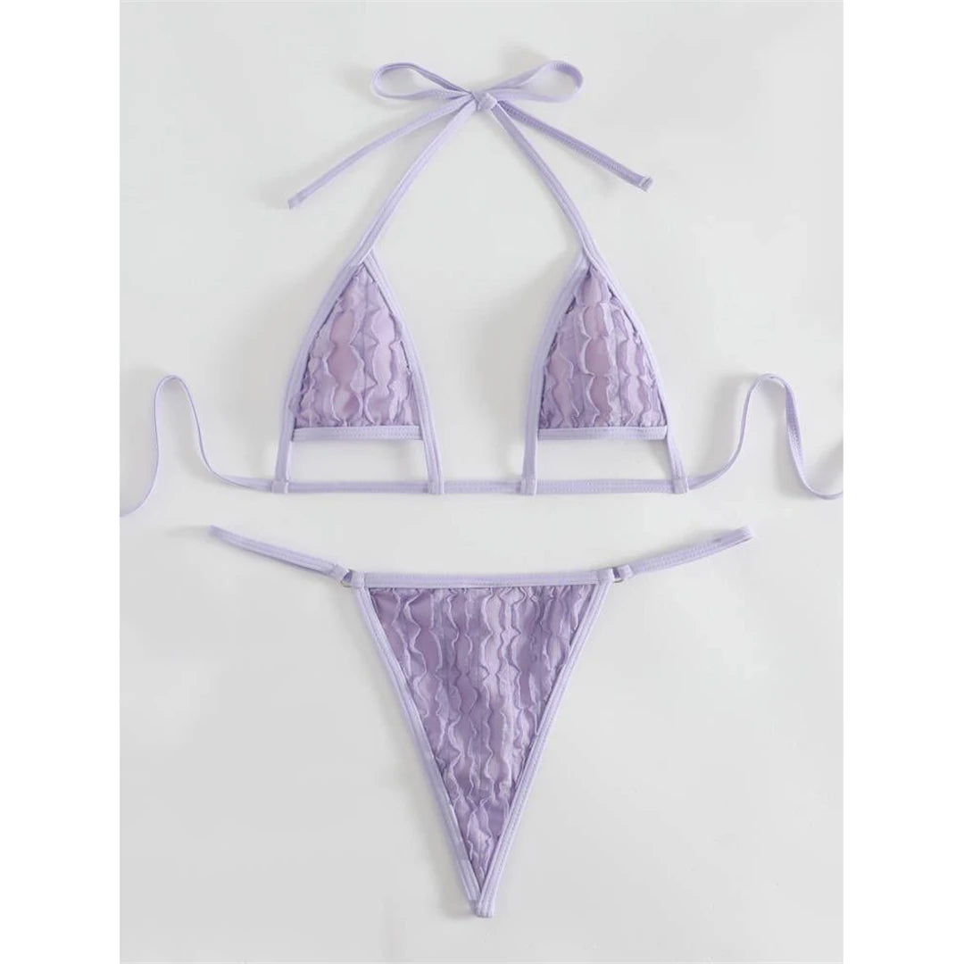 New Wrinkled Extreme Mini Micro Thong Bikini Women Swimwear Female Swimsuit Two-pieces Bikini set Bather Bathing Suit Swim V4827