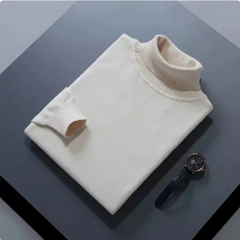 Cashmere Cotton Blend Turtleneck Men Sweater 2024 Autumn Winter Daily Basic Warm Knitted Pullover Man Casual Jumper Pull Homme