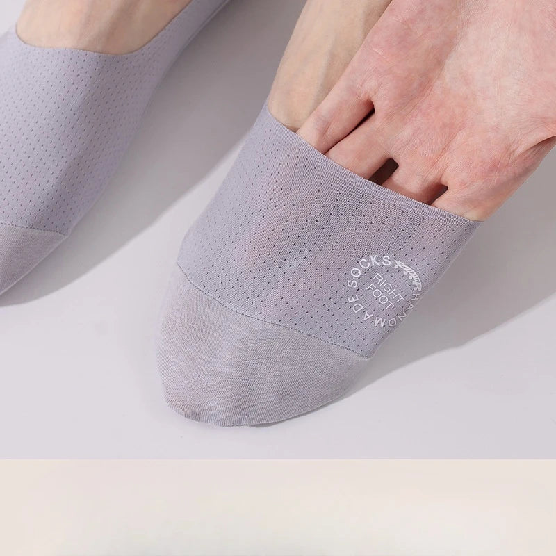 1/5pairs Men's Socks Summer Ultra-thin Invisible Elastic Silicone Non-slip Boat Sock Mesh Breathable Comfortable No Show Sokken