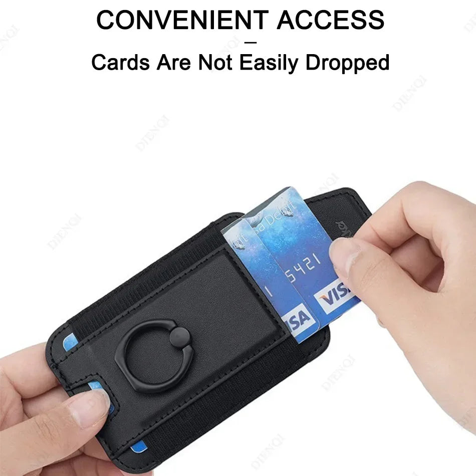 Magnetic Phone Case Slim Wallet Pu Leather Ring Phone Stand Men Women Magnet Credit Card Holder for Iphone 12 13 14 15 16 Pro