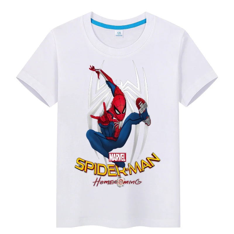 Kid's Iron Man Spider Man Retro T-shirt Printed Casual Harajuku Aesthetics Neutral Theme Superhero Fan Artwork Clothing