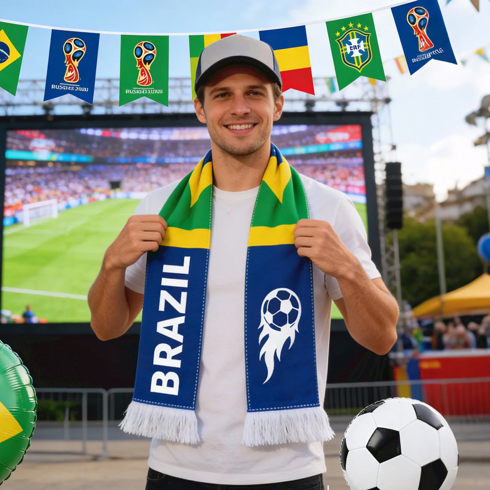 Football Fan Scarf National Flag Print Neck Warmer Soccer Match Party Accessory Cheerleading Prop