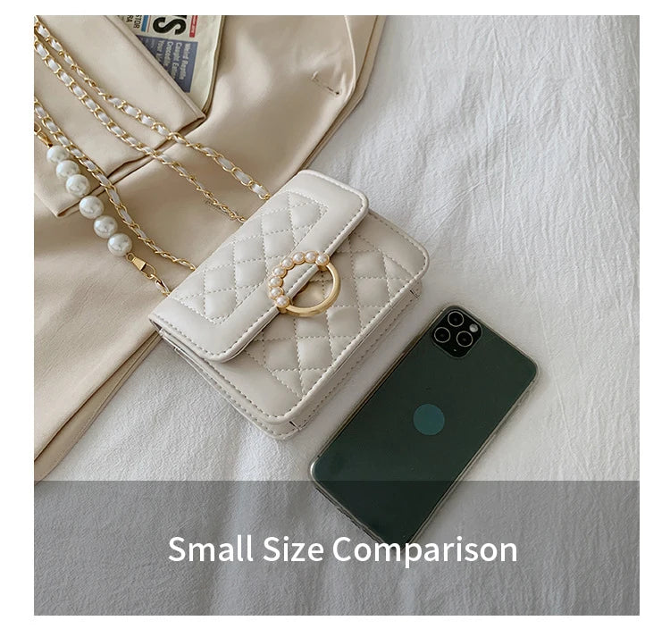 Summer Mini Small Handbags New Tide Pearl Chain Bags Women's Bag Versatile White Single Shoulder Crossbody Handbag