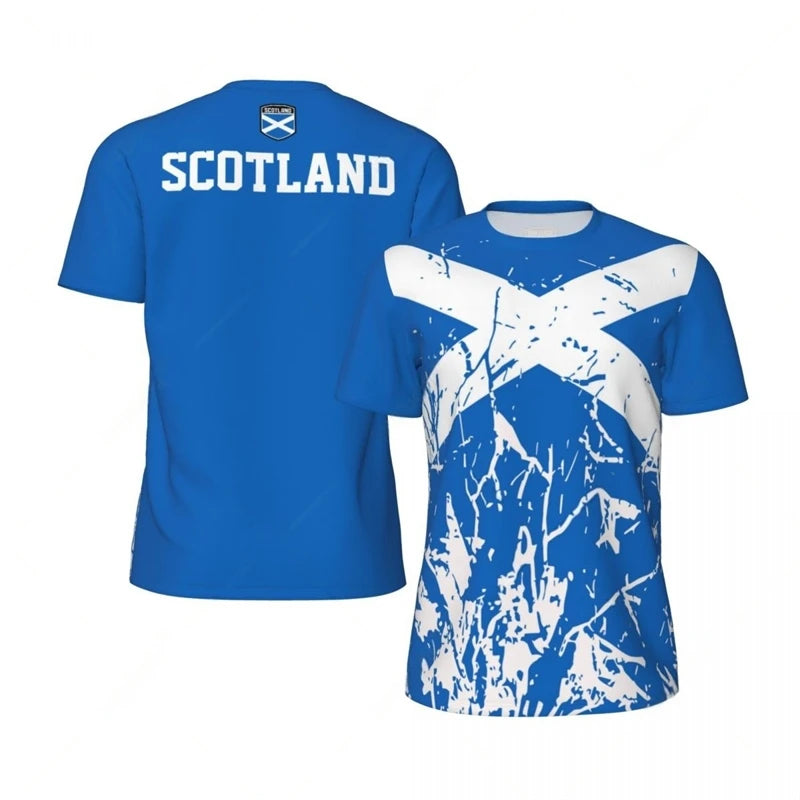 Scotland Flag Graphic Football T Shirts Mens National Emblem 3D Printed Sports T-shirt Running Bike Soccer Tennis Fitness Tees