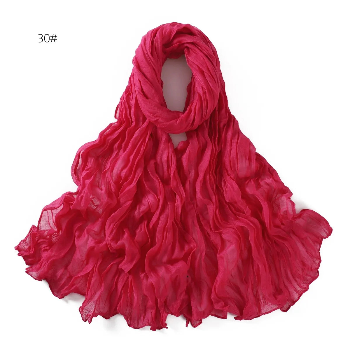 Crumpled Scarf For Women Girls Students Spring New Solid Color Cotton Voile Thin Scarves Soft Knitting Shawl Female Wrap Shawls