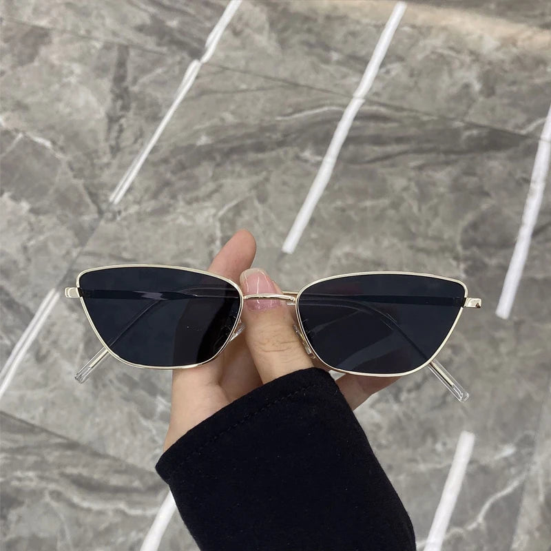 Women Slim Square Frame Ultra-light Sunglasses Vintage Black Silver Gold Frame Color Len Luxury Lenses Fashionable Accessories