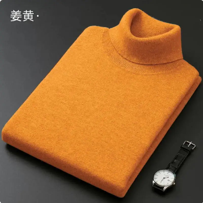 Cashmere Cotton Blend Turtleneck Men Sweater 2024 Autumn Winter Daily Basic Warm Knitted Pullover Man Casual Jumper Pull Homme