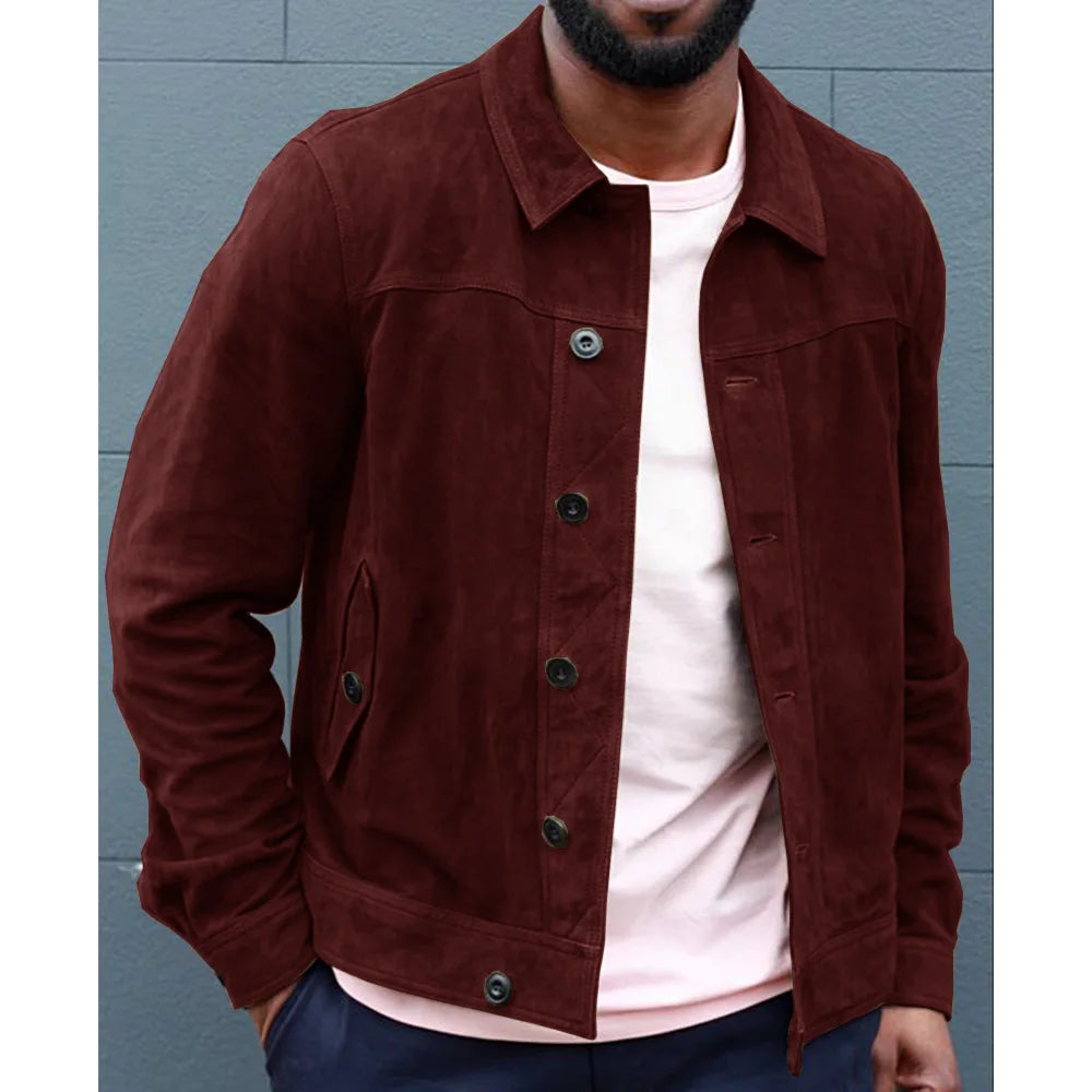 Men's Faux Suede Blazer Single Breasted Slim Fit Fashion Jacket Jackets Man Blouson Men's Coat Winter Clothes Clothing Mens Male