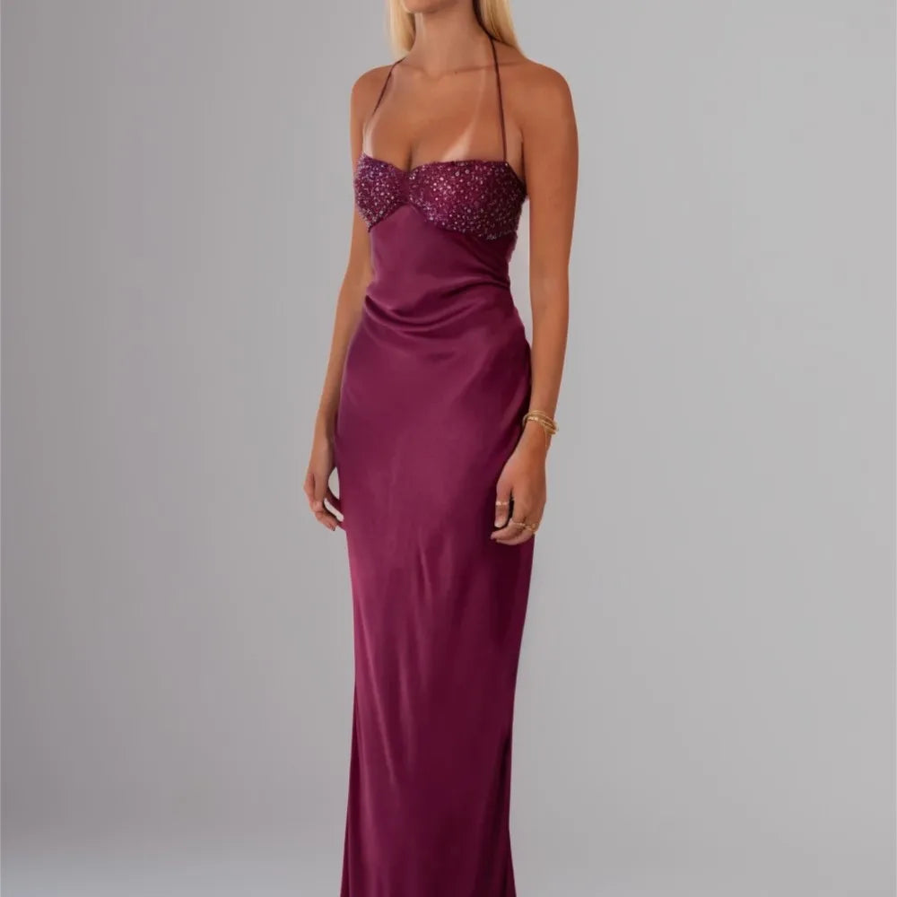 Dresses 2025 Woman Sexy Tube Top Sequin Vestidos Solid Color Backless Strappy Hip Evening Dress Temperament Elegant Simple Style