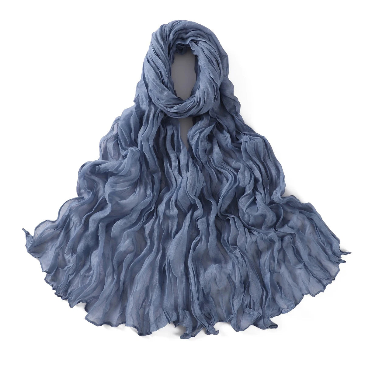 Crumpled Scarf For Women Girls Students Spring New Solid Color Cotton Voile Thin Scarves Soft Knitting Shawl Female Wrap Shawls