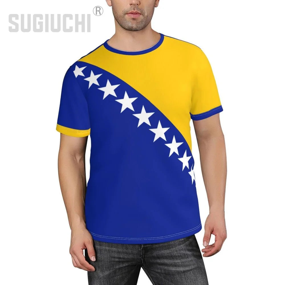 Custom Name Number Bosnia And Herzegovina Flag Emblem 3D T-shirts For Men Women Tees team Soccer Football Fans Gift