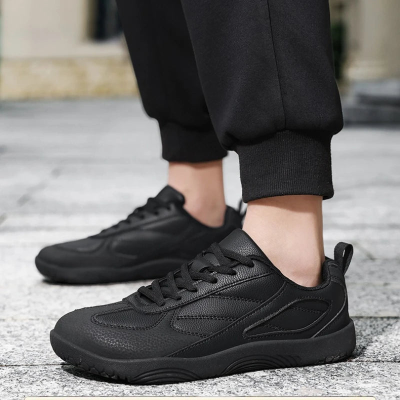 Men's Sports Shoes New Low Heel Round Toe Flat Heel Leather Surface Breathable and Comfortable Lace-up Couple's Style